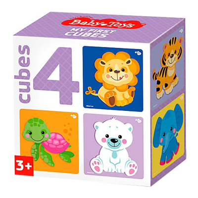 Кубики Звери 4 штуки Baby Toys Десятое королевство 03543 1